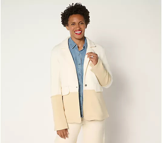 Make Your Selection: Peace Love World French Terry 2 Color Blazer | QVC