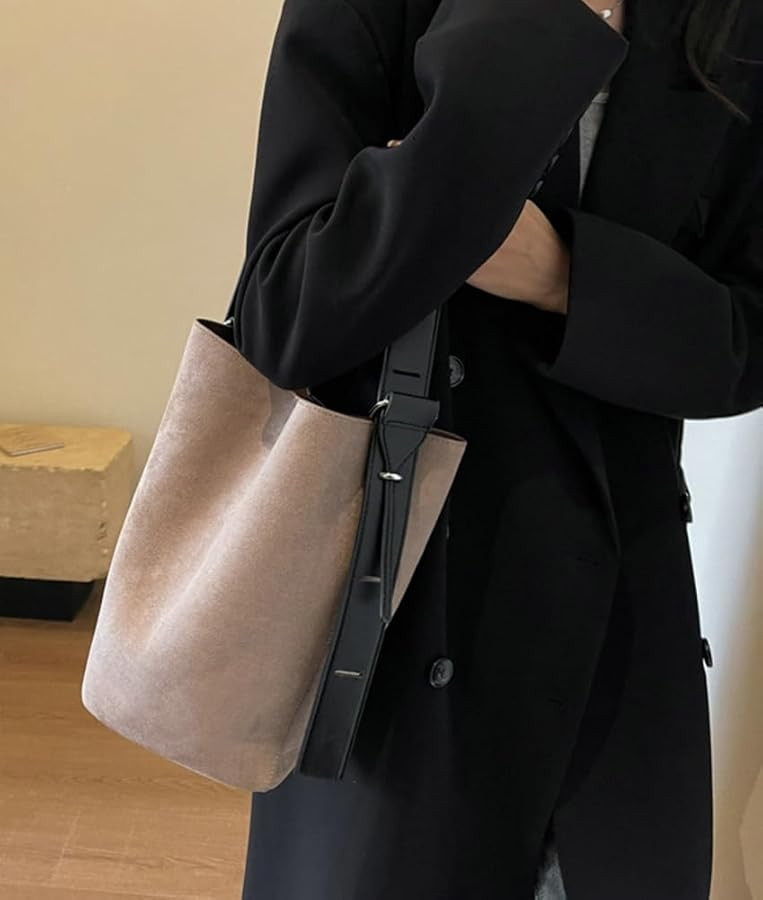 Hobo Bags for Women Vegan Leather Handbag Suede Hobo Bags Bucket Shoulder Bag Purse Tote Handbag ... | Amazon (US)