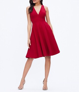 Catalina Crepe V-Neck Sleeveless A-Line Dress | Dillard's