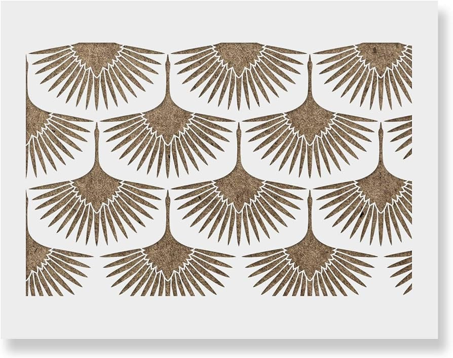 Art Deco Cranes Pattern Wall Stencil - Decorate Your Home for Less - Bathroom Stencils, Deco Sten... | Amazon (US)