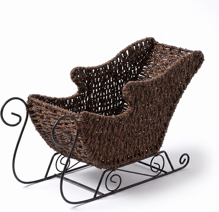 Santa's Sleigh Basket Wicker Handwoven Christmas Shelf Baskets | Amazon (US)