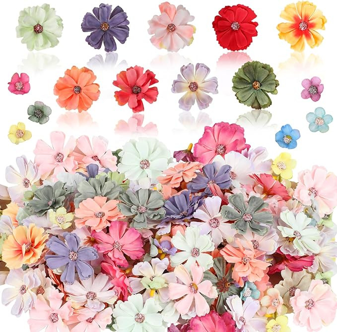 FOIMAS 150pcs Mini Faux Flower for Crafts,Artificial Flower Heads Daisy Peony Flower Decor for Cr... | Amazon (US)