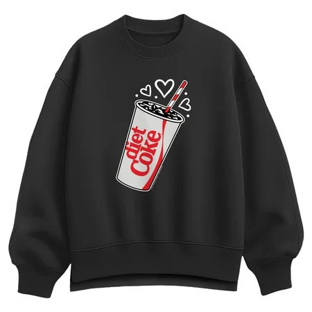 Coca-Cola - Diet Coke Heart Bubbles - Ladies Oversized Fleece Crew Sweatshirt | Walmart (US)