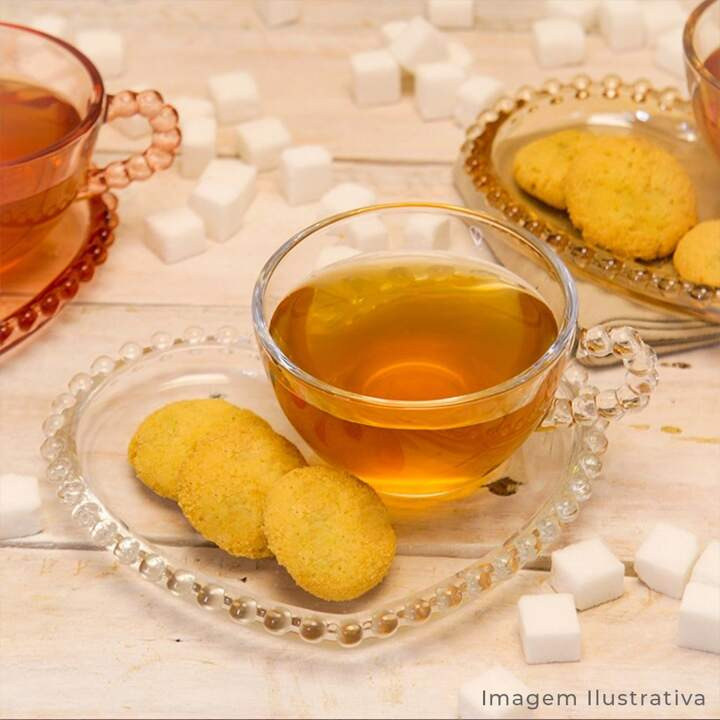 Xícara De Chá Em Cristal 180ml Pearl Com Prato Formato Coração Wolff | SHEIN