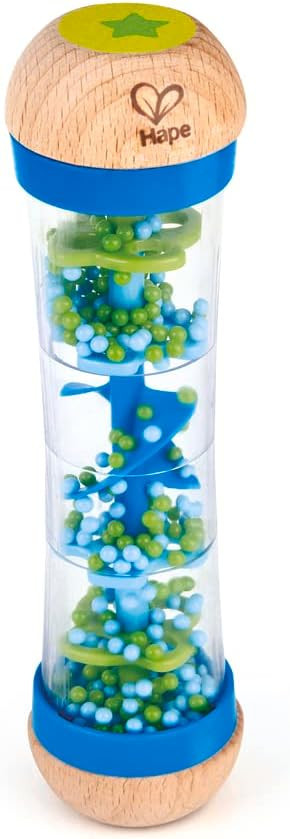 Hape Beaded Raindrops | Mini Wooden Musical Shake & Rattle Rainmaker Toy, Blue, Model Number: E03... | Amazon (US)
