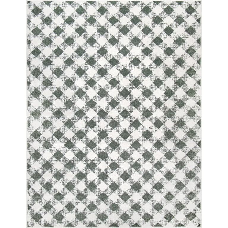 My Texas House Noelle 5'3" x 7' Green White Plaid Indoor Area Rug | Walmart (US)