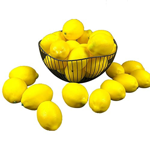 Yellow Artificial Lemons, 12PCS Lifelike Simulation Lemons Fake Fruit Lemons for Home Kitchen Desk Dining Table Centerpiece Display Decor | Amazon (US)