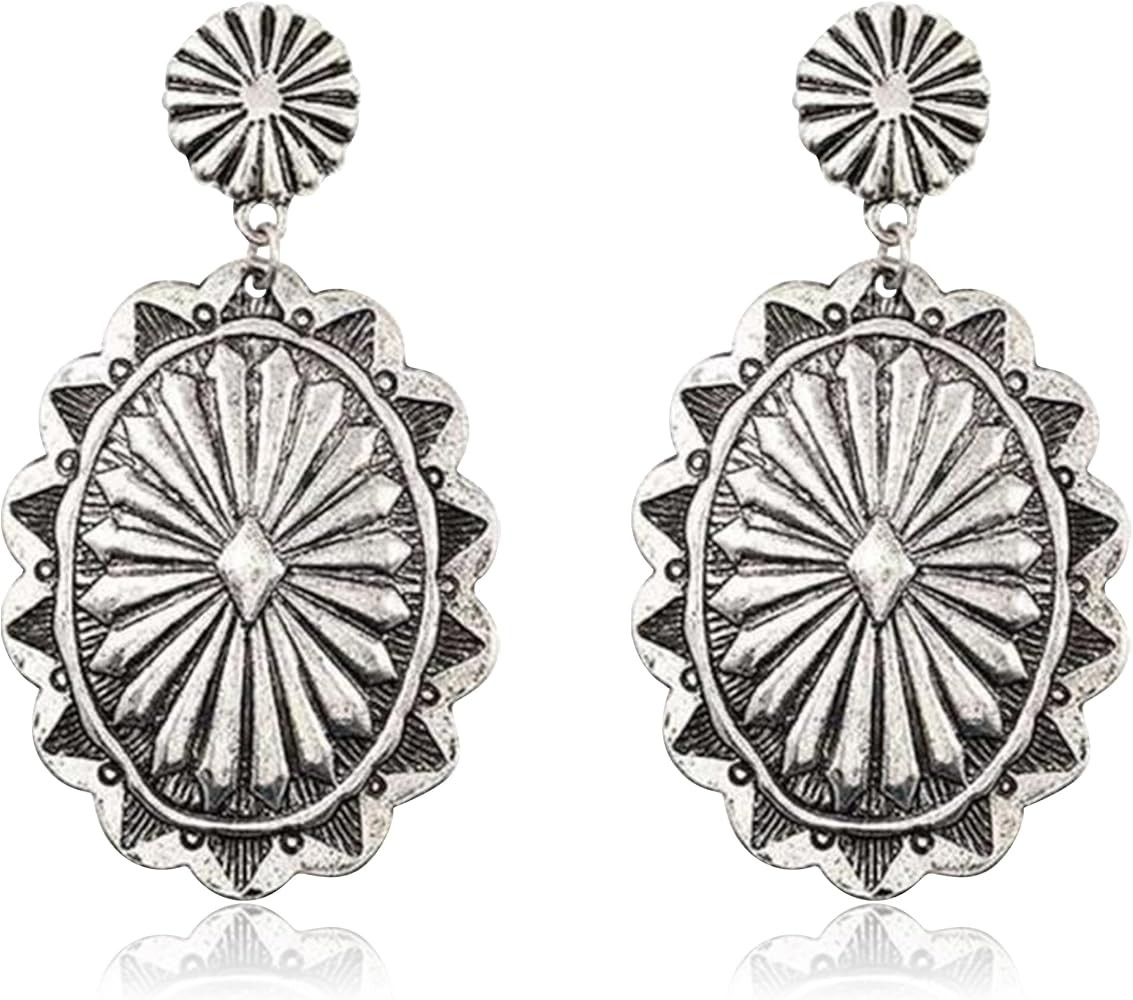Western Earrings for Women Cowgirl Western Jewelry Vintage Concho Oval Turquoise Antique Silver D... | Amazon (US)