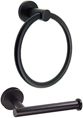 Towel Ring and Toilet Paper Holder, Matte Black Bathroom Accessories, Including Toilet Paper Hold... | Amazon (US)