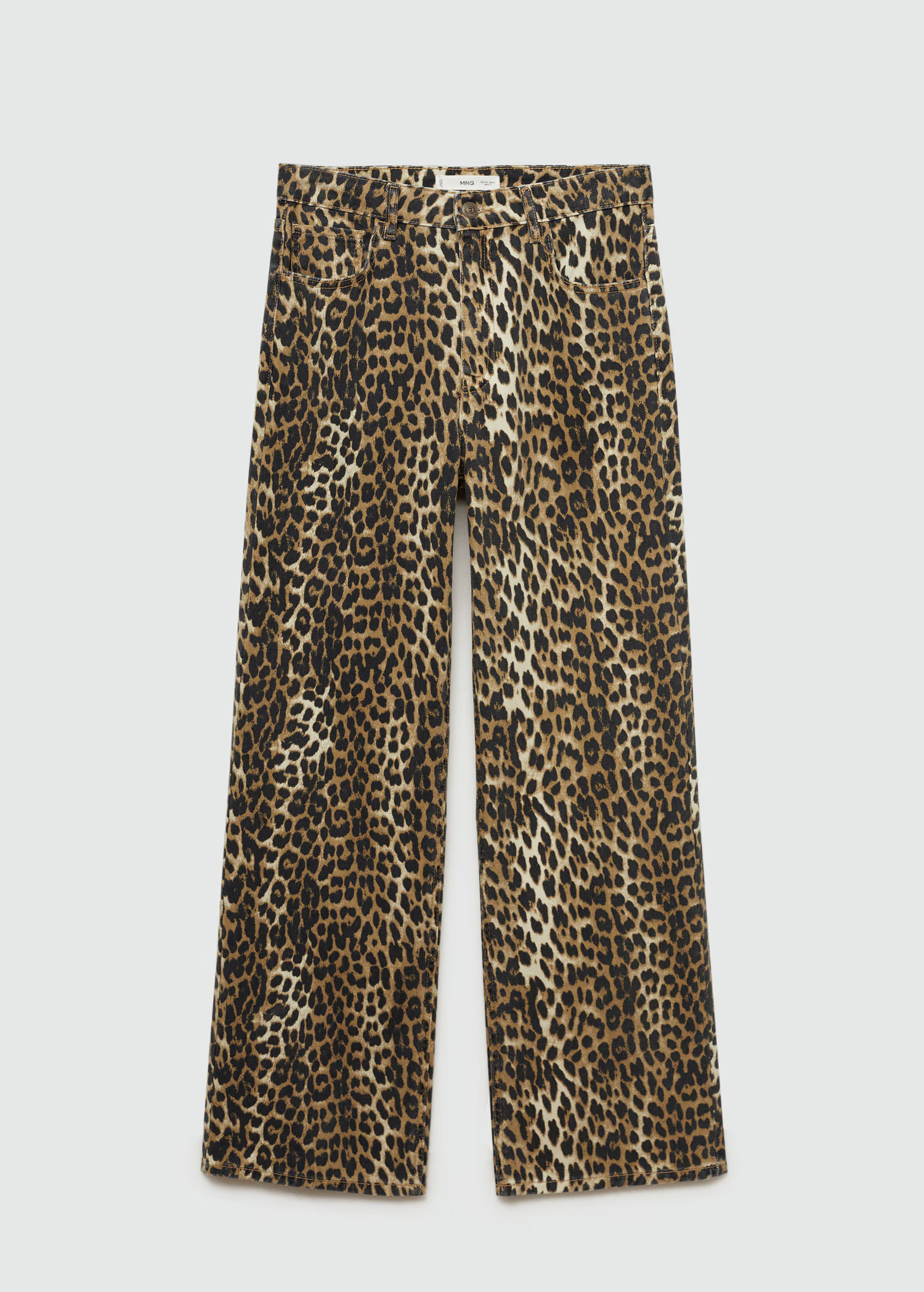 Leopard-print high-waist straight-fit jeans - Women | MANGO United Kingdom | MANGO (UK)