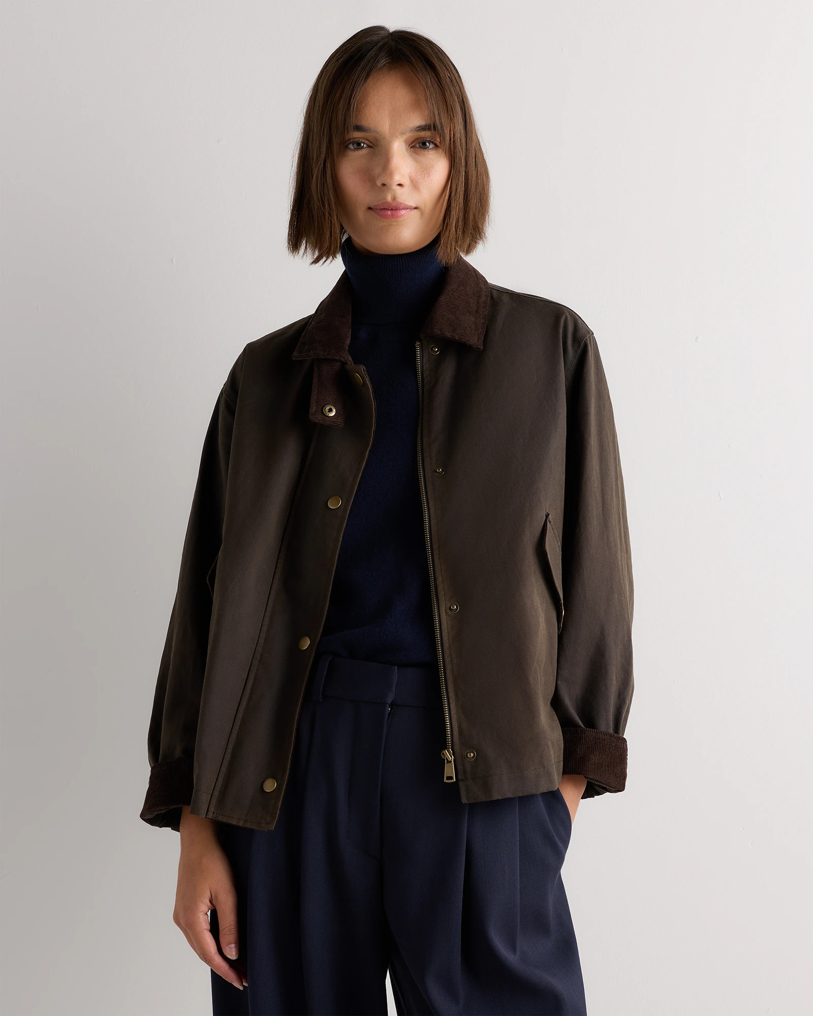 Quince | Women's Organic Waxed Cotton Barn Jacket in Vintage Black, Size XS, Organic Cotton | Quince