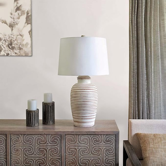 FirsTime & Co. Off-White Lansing Terracotta Table Lamp, Terracotta Base and Fabric Shade, Farmhou... | Amazon (US)