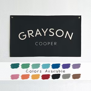 Baby Name Flag Custom Name Banner Nursery Name Sign Linen - Etsy | Etsy (US)