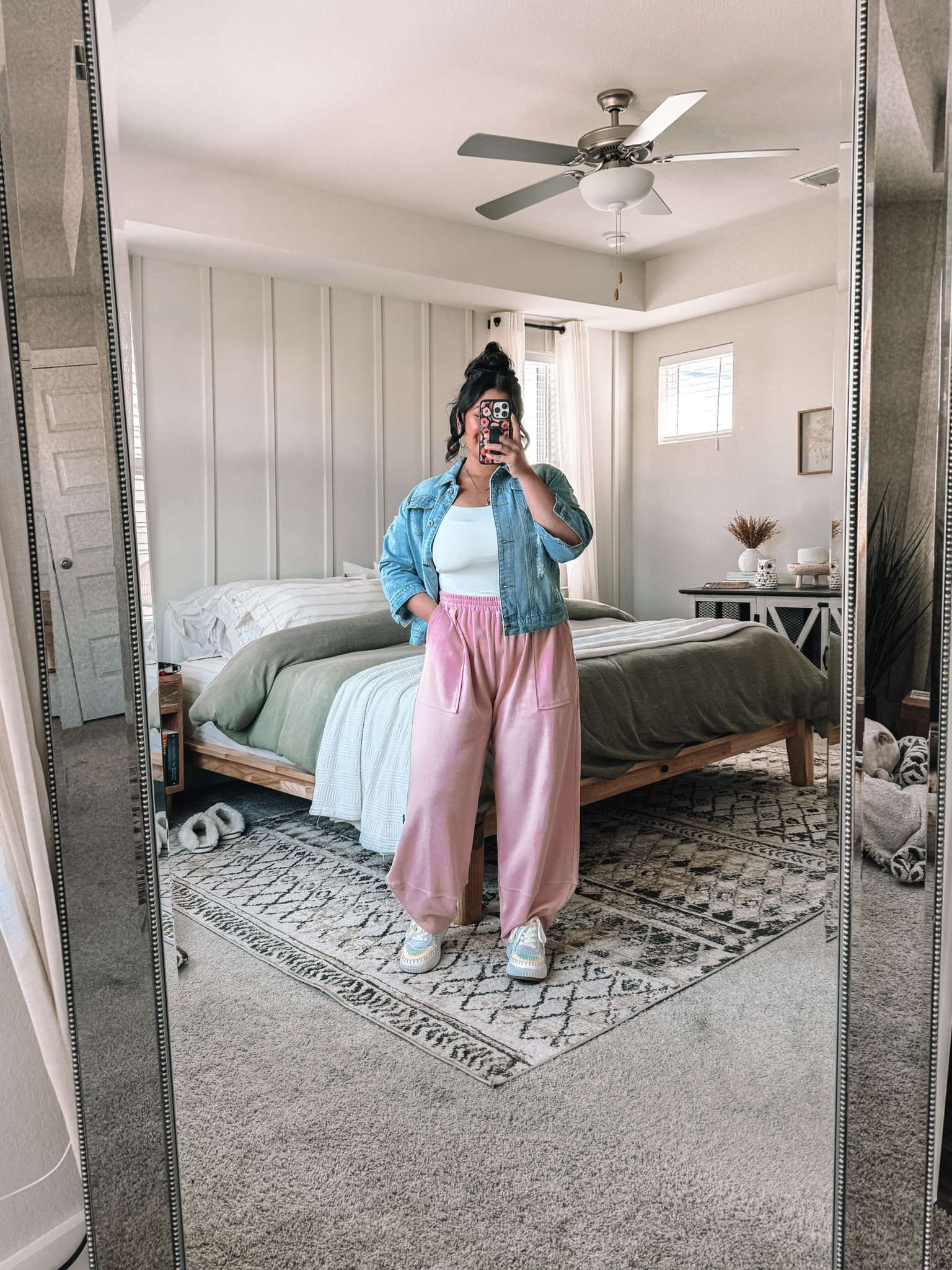 I’m 5’1”, size 10-12, Amazon outfit. // cropped denim jacket size large // tank size large // pants size XL (size up) // tennies true to size in shade Rainbow 

#LTKFindsUnder50 #LTKBacktoSchool #LTKMidsize