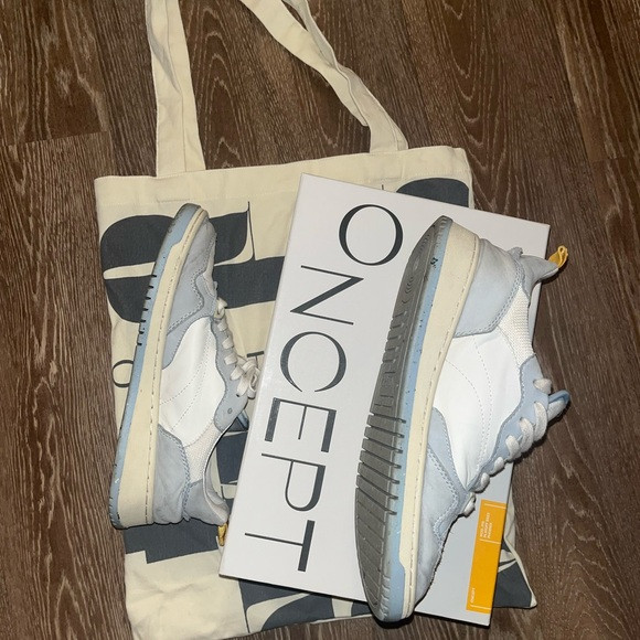 Women's White and Light Blue Sneakers | Poshmark