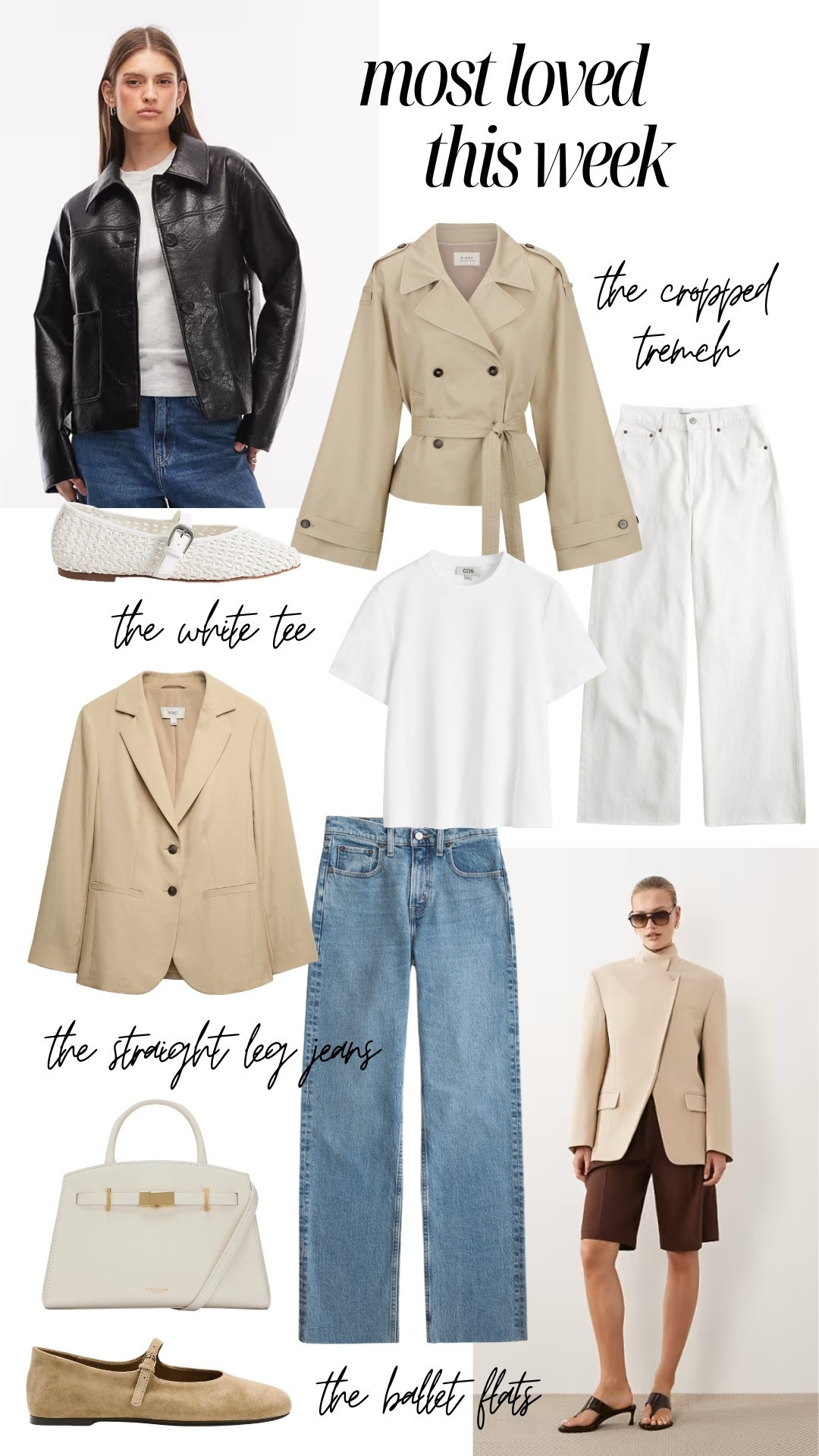 Your most loved this week. Spring jackets, blazers, trench coats and leather jackets. White and light blue denim jeans in wide and straight leg cuts. Ballet flats and cute spring bags 

 

#LTKspring #LTKstyletip