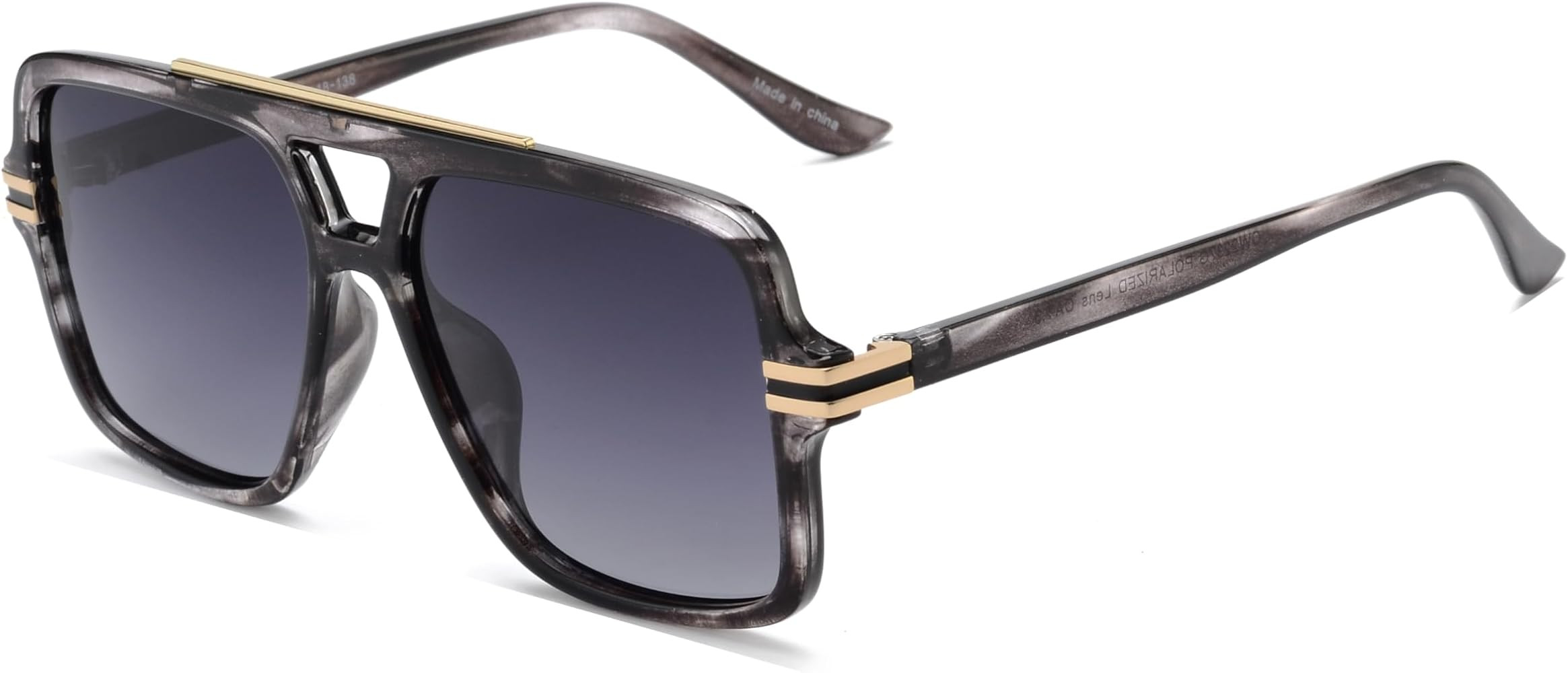 OUWEN Retro Oversized Polarized Square Sunglasses Womens Mens, Trendy Designer Big Rectangle Sun ... | Amazon (US)