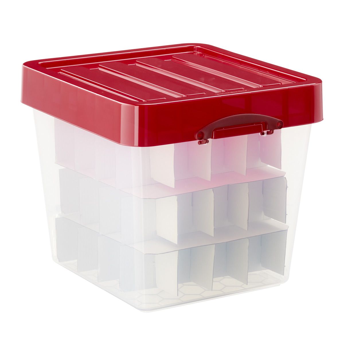 Premier Clear Modular Totes with Red Lid | The Container Store