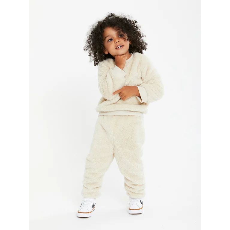 Wonder Nation Toddler Boy Cozy Faux Sherpa Outfit Set, 2-Piece, Sizes 12M-5T - Walmart.com | Walmart (US)