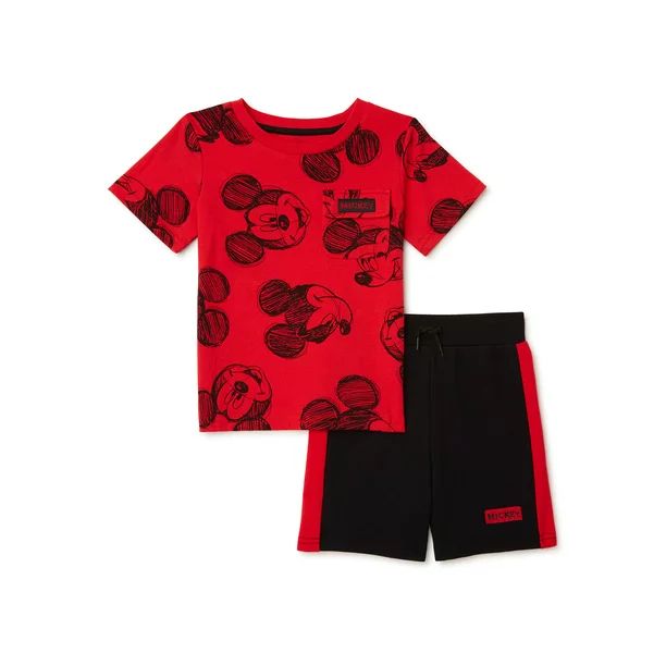 Mickey Mouse Baby and Toddler Boy Graphic T-Shirt and Knit Shorts, 2-Piece Outfit Set, Sizes 12M-... | Walmart (US)