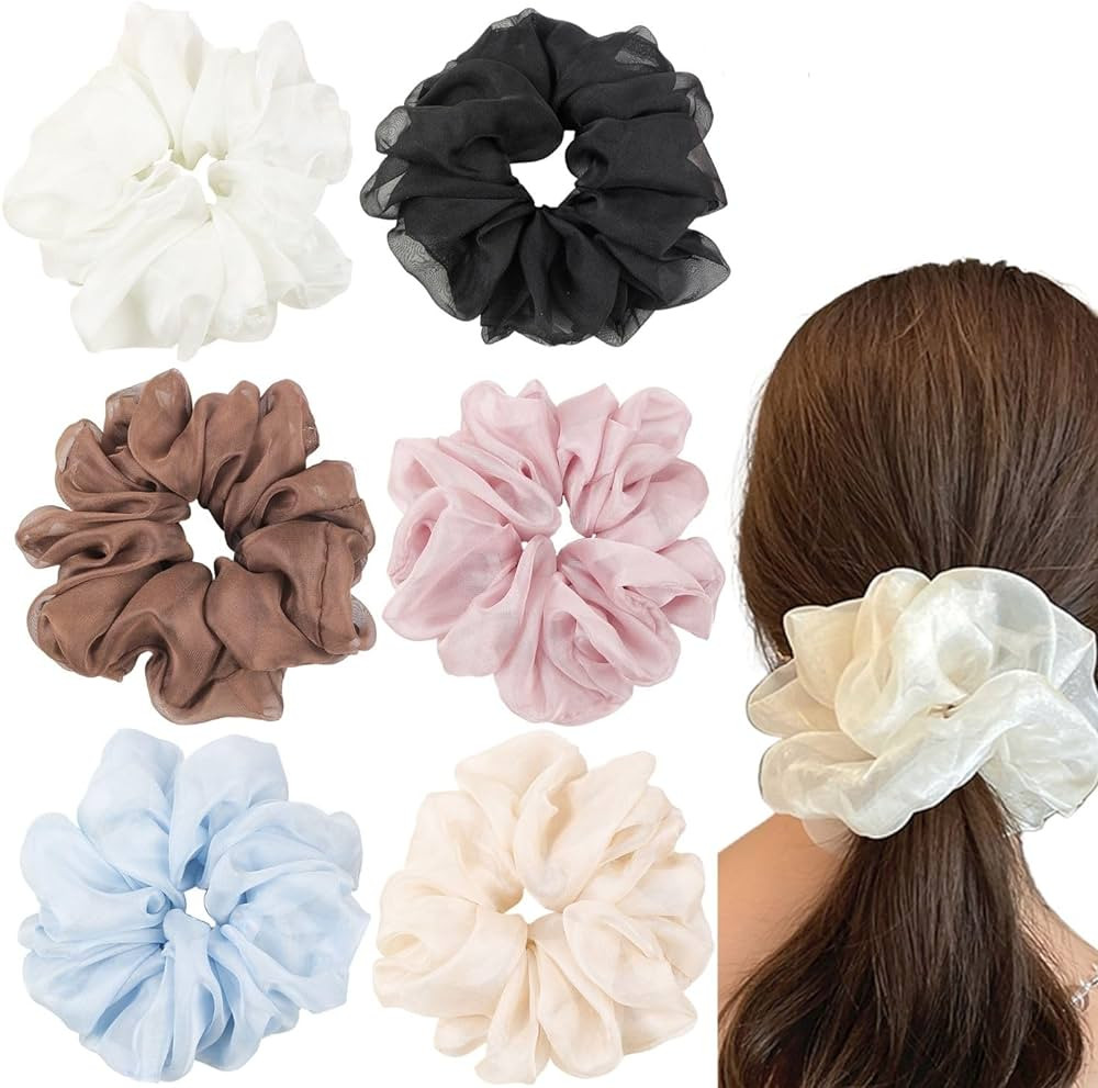Oversized Scrunchies Jumbo Organza Scrunchies Large Chiffon Scrunchies No Damage Giant Scrunchies... | Amazon (US)