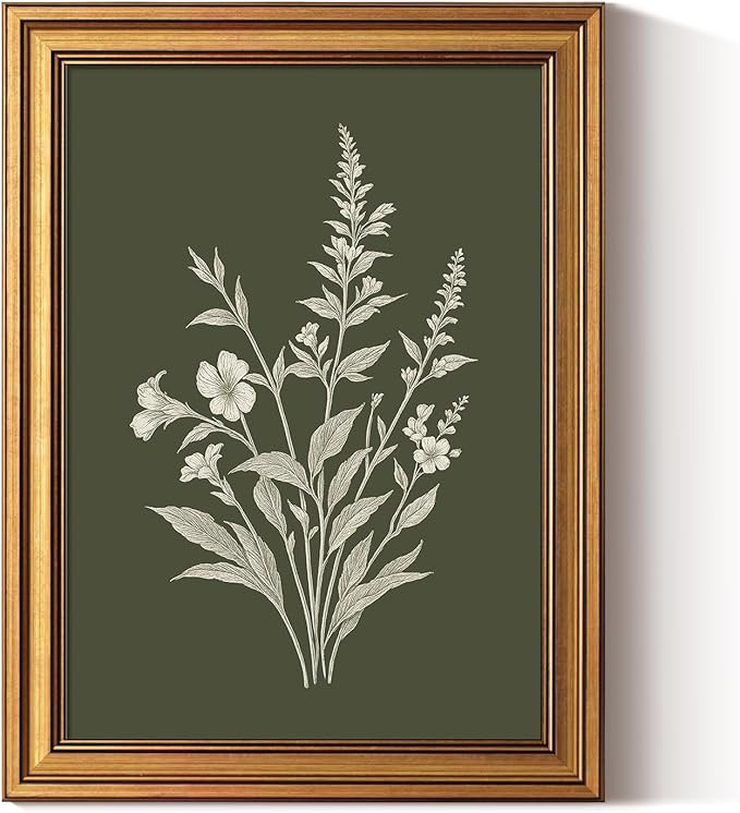 ARPEOTCY Vintage Gold Framed Canvas Wall Art, Botanical Illustration Plant Prints, Floral Drawing... | Amazon (US)