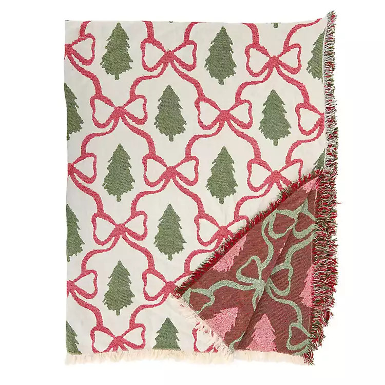 Jacquard Trees and Bows Throw | Kirklands Home | Kirklands