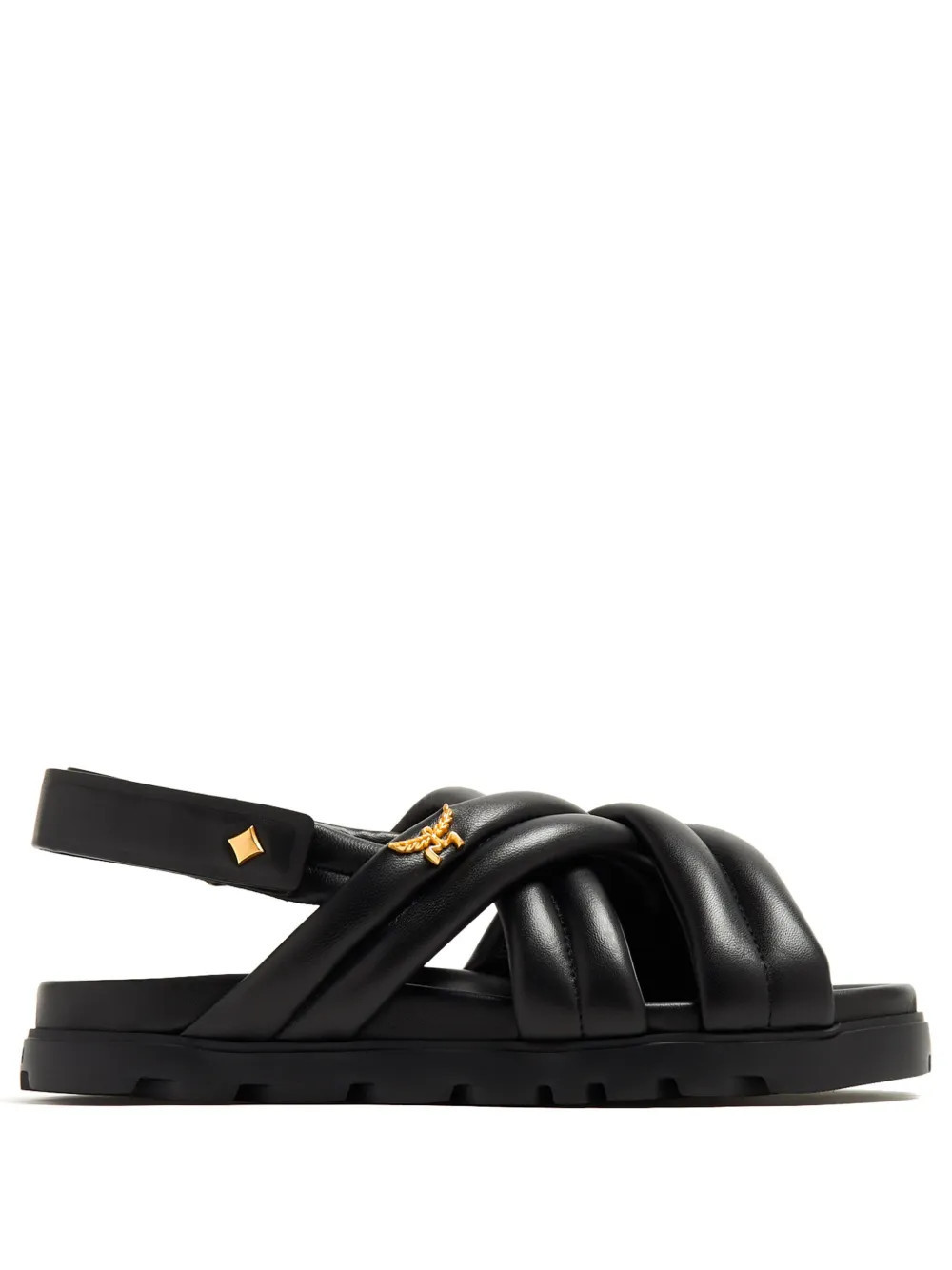 MCM crossover padded leather sandals - Black | Farfetch Global