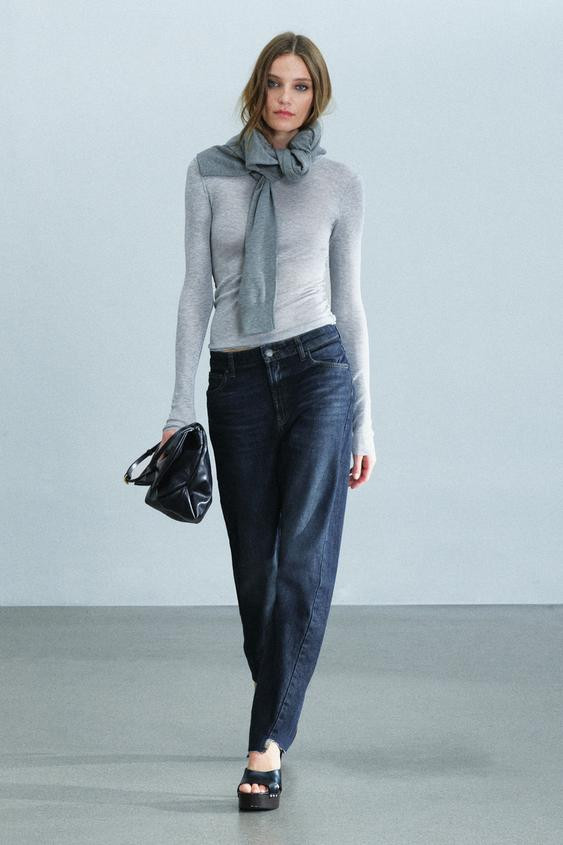 ZW COLLECTION THE SPLIT SEAM STRAIGHT LOW-RISE JEANS | Zara US