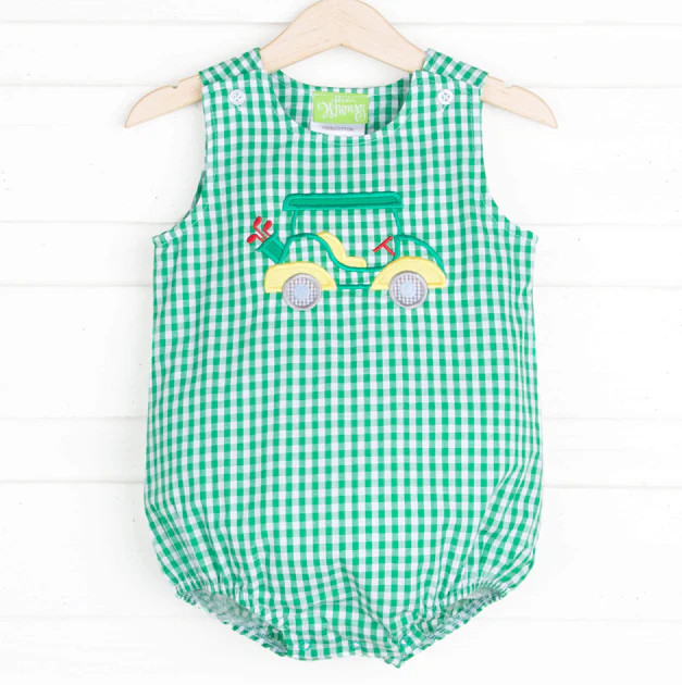 Green Gingham Golf Boy Bubble | Classic Whimsy