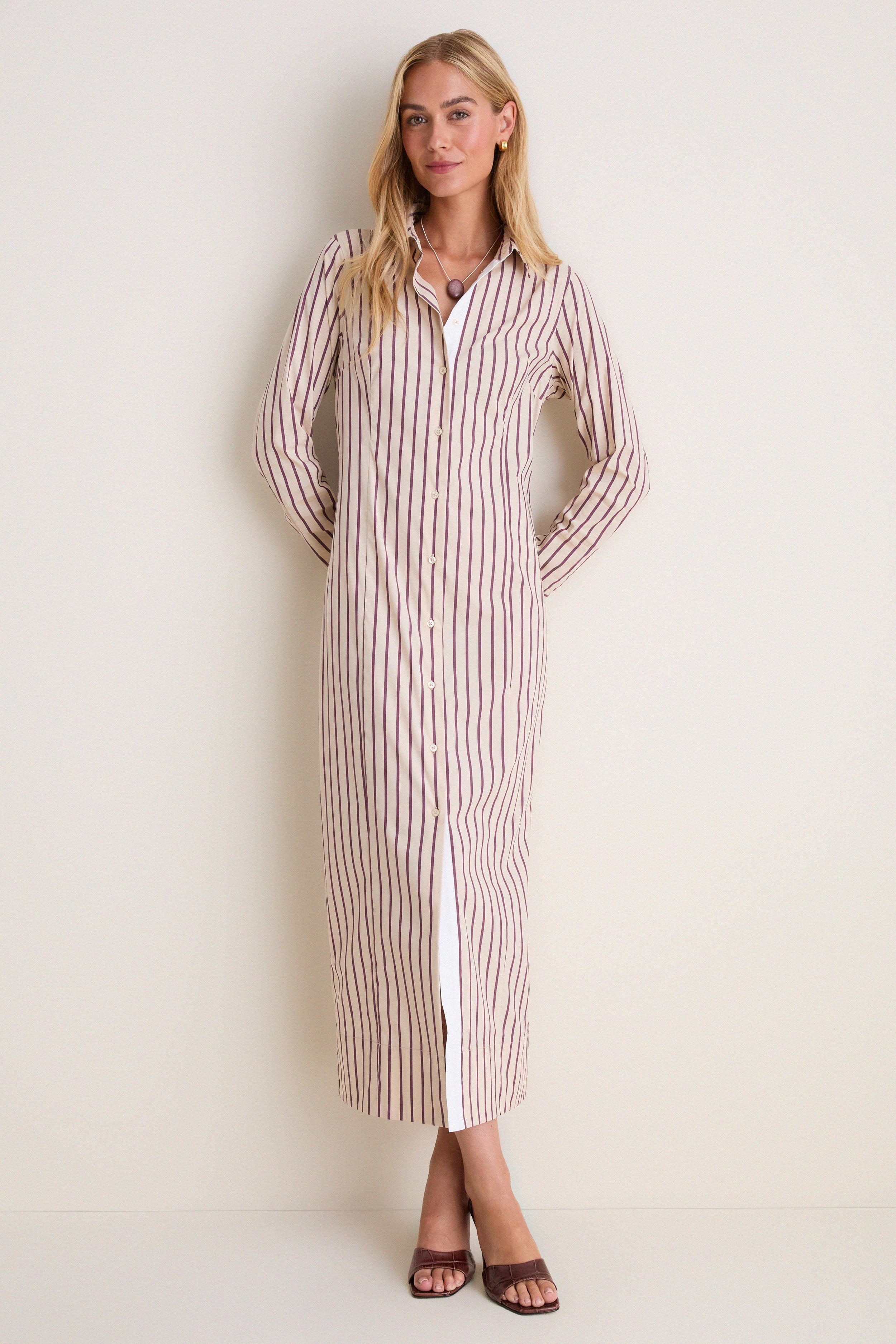 Wine Stripe Paolo Maxi Shirt Dress | Tuckernuck (US)