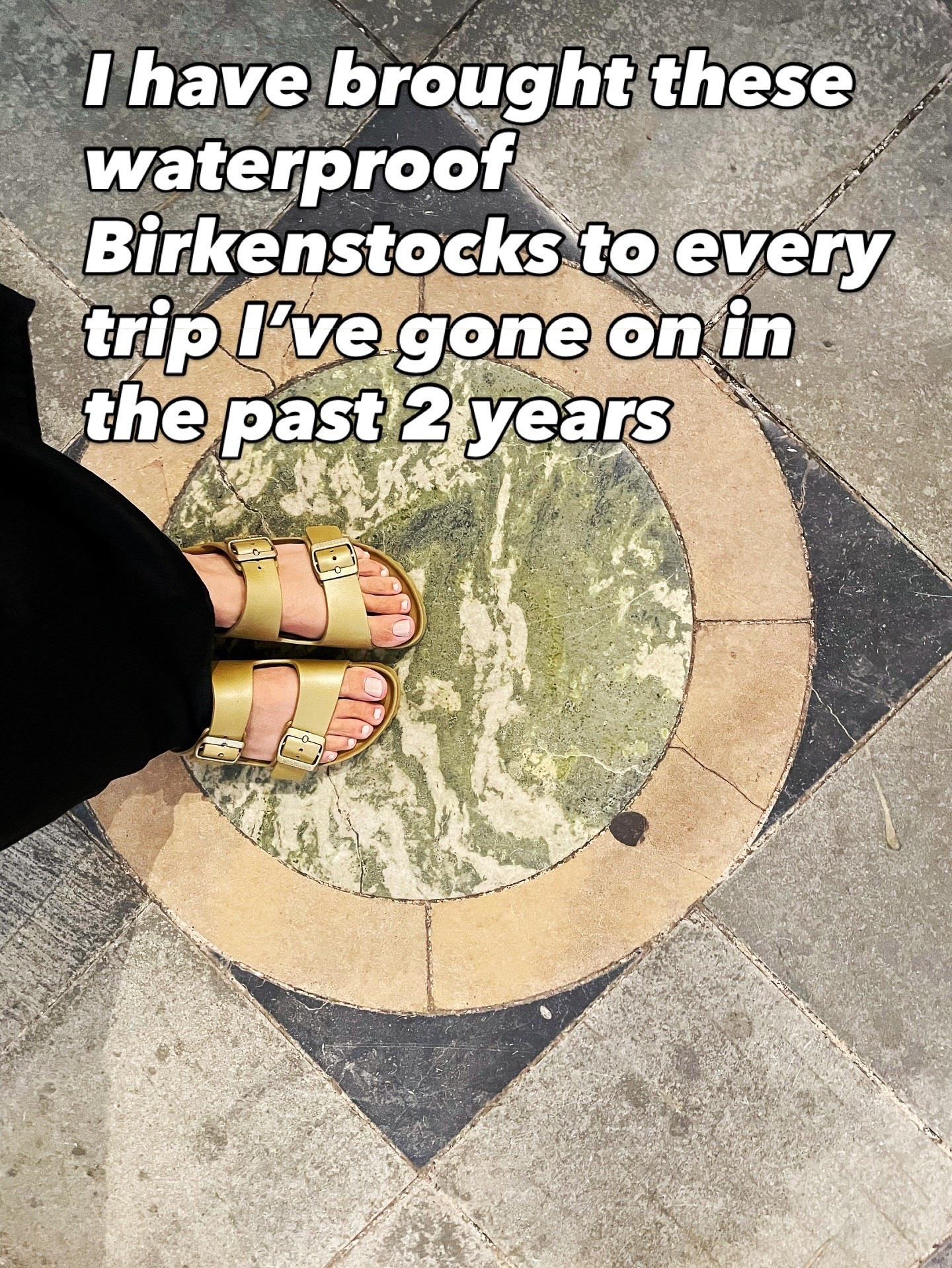 My most worn travel shoe! Even if it’s not a beach vacation don’t you always have to take a flip flop or something to shuffle to the hot tub at night? I love my waterproof Birkenstocks from Free People.  It doubles as a cute sandal you can actually walk in.  I’ve had these for 2 years and they look the same as when I bought them.  Here I’m wearing them in Ely Cathedral where I sang 2 summers ago.  

#LTKShoeCrush #LTKOver40 #LTKTravel