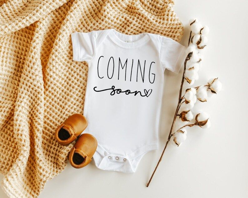QUICK SHIP Simple Coming Soon Baby Onesie™ - Pregnancy Announcement - Baby Announcement - Pregn... | Etsy (US)