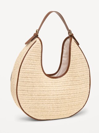 Oversized Raffia Hobo Bag | Old Navy (US)