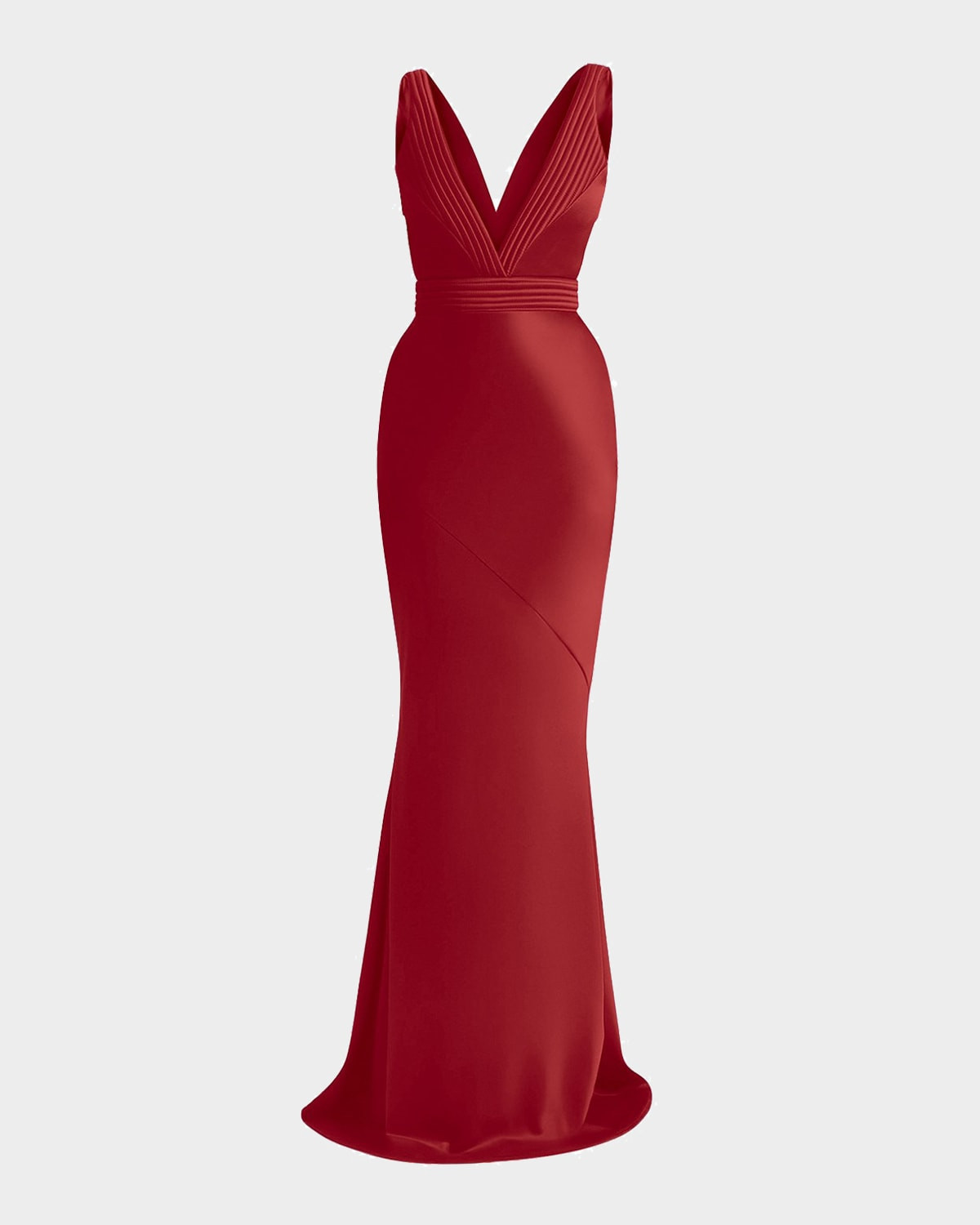 Beloved Deep V-Neck Stretch Satin Gown | Neiman Marcus