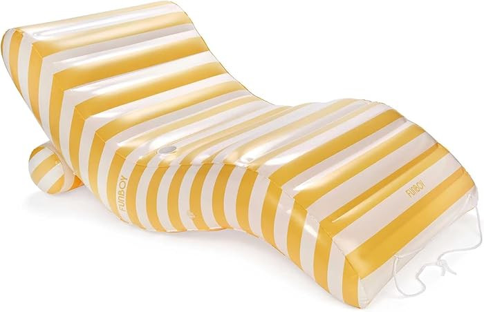 FUNBOY Giant Inflatable Luxury Yellow & White Cabana Striped Chaise Lounger, Chair Pool Float for... | Amazon (US)