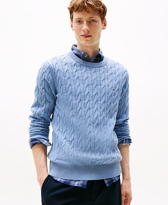 Tommy Hilfiger Men's Classic Cable Crewneck Sweater - Macy's | Macy's