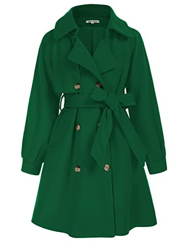 GRACE KARIN Girls Dress Coat Lapel Double Breasted Trench Coat Green Jackets with Pockets Belt for Holiday 7Y | Amazon (US)