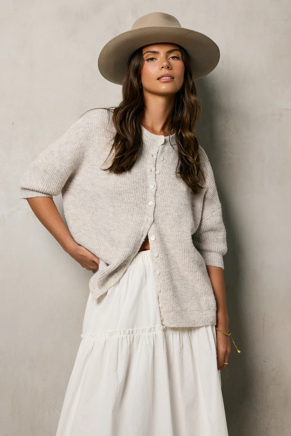 Leah Knit Cardigan in Oatmeal | Böhme US