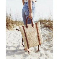 Beach Backpack Straw Picnic Basket With A Leather Fruit Basket, Farmers Market Bag, French Market Gr | Etsy (US)