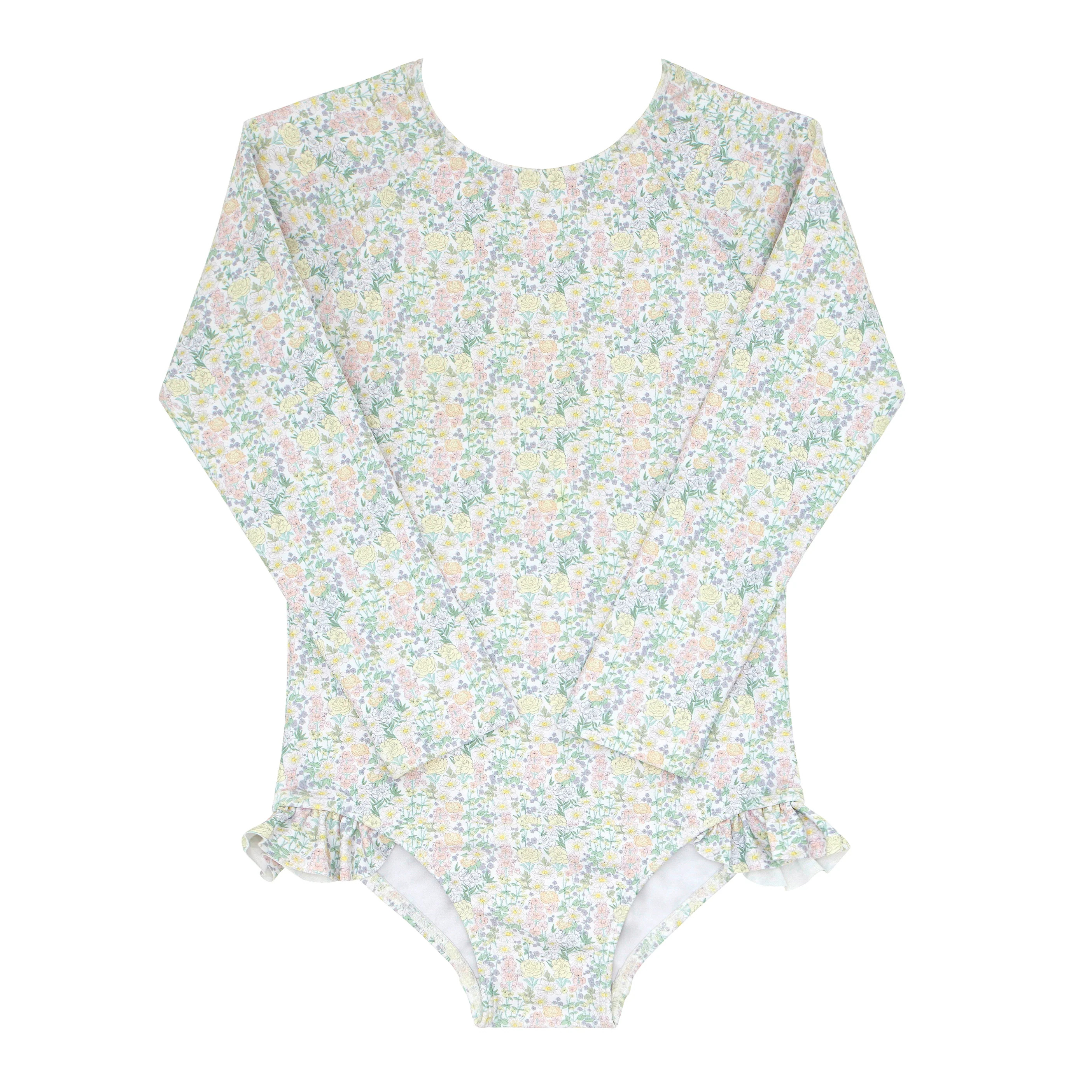 girls wildflower bouquet rashguard one piece | minnow
