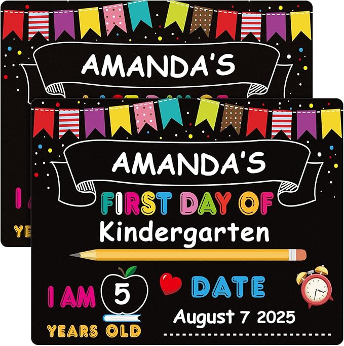 PETCEE First Day of School Board Sign - 11"x14" Double Sided Reusable and Erasable 1st First & La... | Amazon (US)