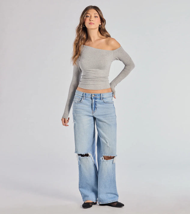 Chic Factor Asymmetrical Long Sleeve Crop Top | Windsor Stores
