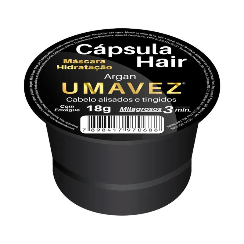 Capsula Hair Hidratante Uma Vez Argan 18g - Lojas REDE: A Maior Rede de Cosméticos do Brasil! | LOJAS REDE (BR)