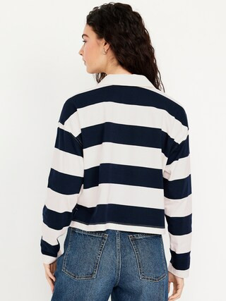 Rugby Stripe Crop Polo | Old Navy (US)