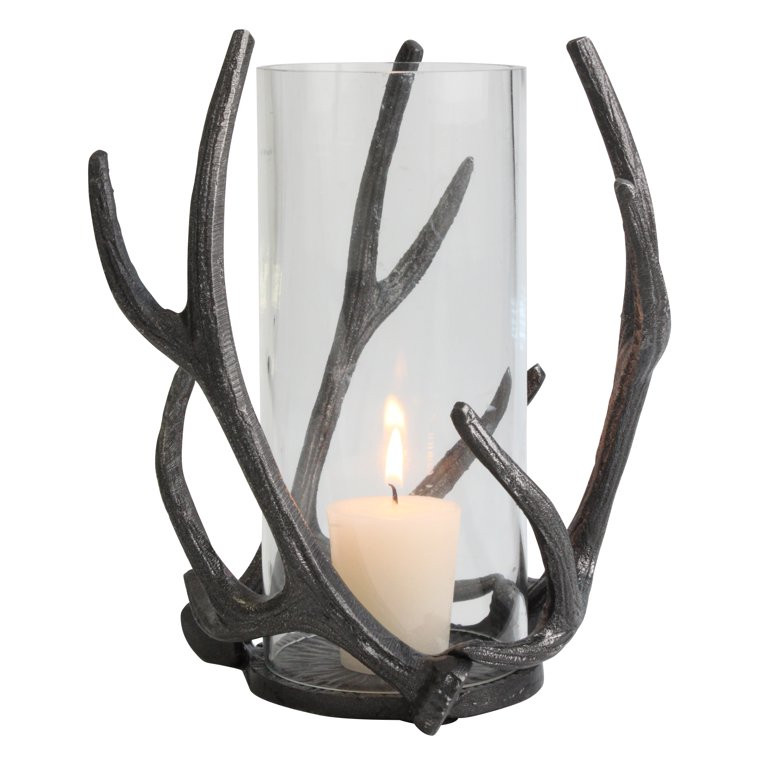 Mainstays Rustic Antler Hurricane Candle Holder, Black - Walmart.com | Walmart (US)