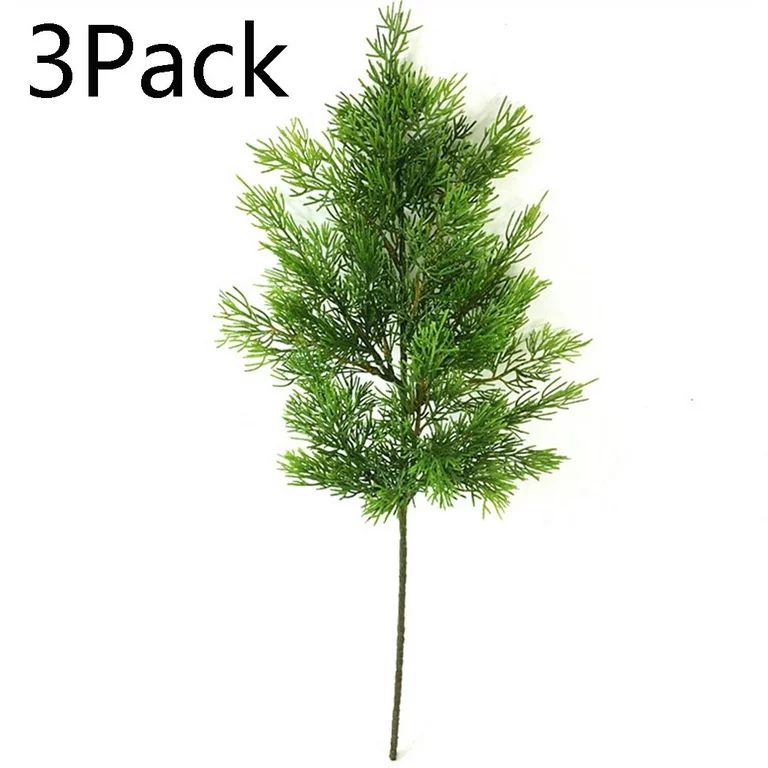 Artificial Pine Pick Realistic Fake Greenery Stem Faux Leaf Branch for Christmas, 3 Pack | Walmart (US)