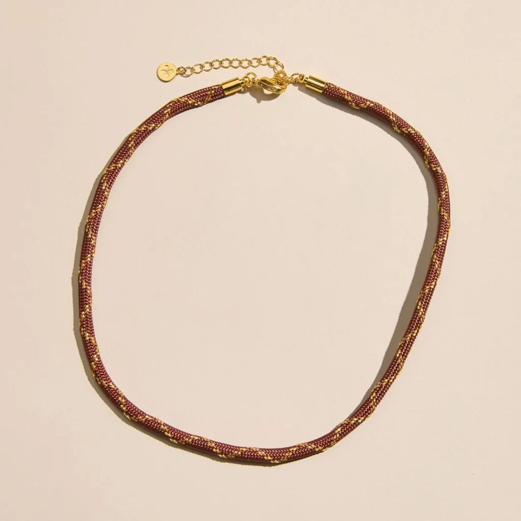 Metallic Chocolate Minimalist Paracord Necklace | Nickel and Suede