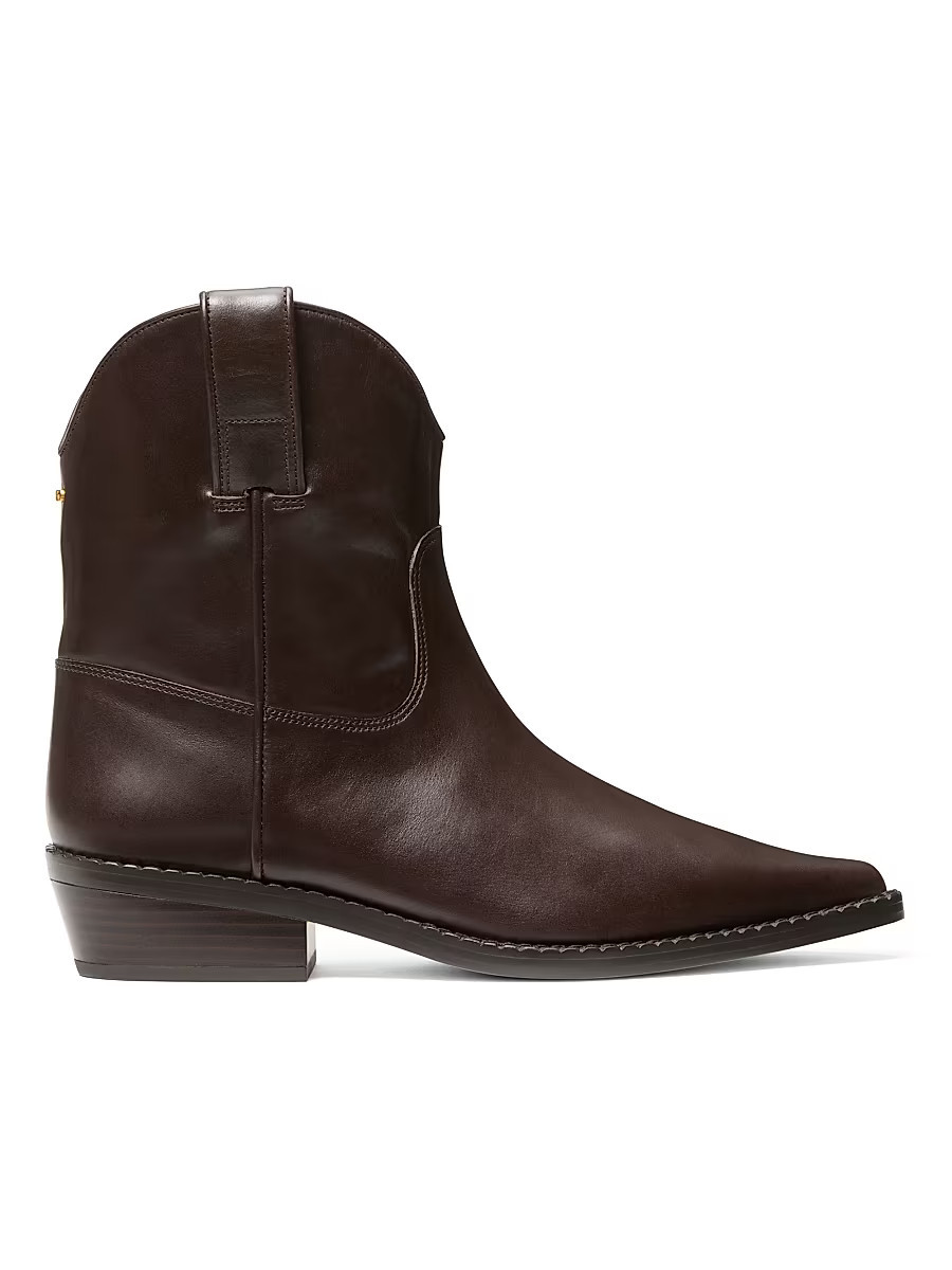 Women's Noemie 40MM Leather Booties - Chocolate - Size 9.5 | Saks Fifth Avenue