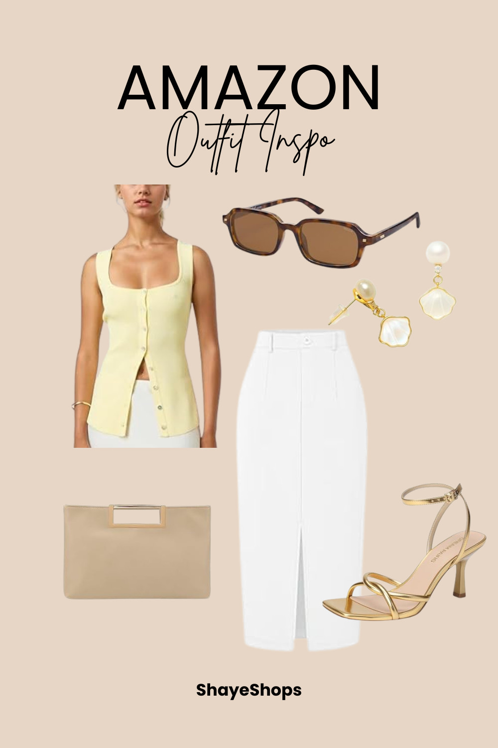 amazon outfit inspiration, style, fashion, summer outfit, ootd, shell, skirt, gold sandals, sunglasses, accessories, finds, women's

#LTKgrwm #LTKootd